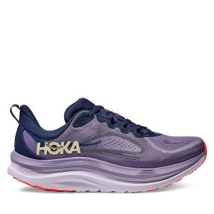 Buty do biegania Hoka. Fioletowe buty sportowe Hoka, bez wzorów, bez zapięcia, do biegania. Za 420,99 zł.