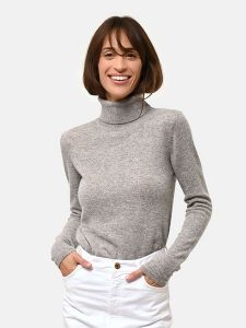 Just Cashmere Kaszmirowy sweter "Ava" w kolorze szarym rozmiar: XL. Szare golfy Just Cashmere, bez wzorów, z kaszmiru. Za 356,78 zł.