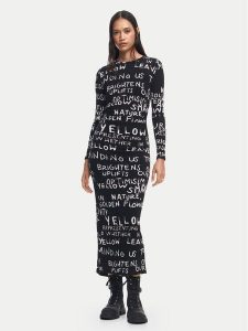 Desigual Sukienka codzienna 24WWVK45 Czarny Slim Fit. Czarne kombinezony Desigual, xs, bez wzorów, z wiskozy, bez kołnierzyka, bez ramiączek. Za 219,99 zł.