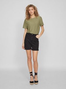 Vila Koszulka w kolorze khaki rozmiar: L. Brązowe bluzki Vila, l, bez wzorów, z koronki, bez kołnierzyka, bez ramiączek. Za 52,67 zł.