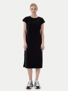 EA7 Emporio Armani Sukienka codzienna 7W000957 AF12484 MC043 Czarny Regular Fit. Czarne sukienki EA7 Emporio Armani, na co dzień, xl, bez wzorów, z bawełny, bez kołnierzyka, bez ramiączek, proste. Za 509,99 zł.