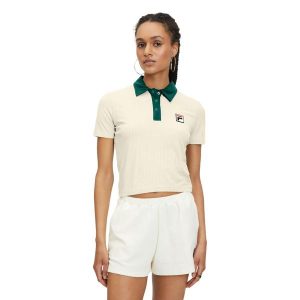 Koszulka polo damska FILA Looknow. Brązowe bluzki Fila, s, bez wzorów, bez kołnierzyka, bez ramiączek. Za 149,99 zł.
