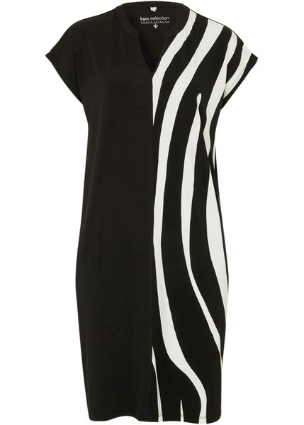 Sukienka shirtowa. Czarne sukienki bonprix, bez wzorów, bez kołnierzyka, bez ramiączek. Za 129,99 zł.