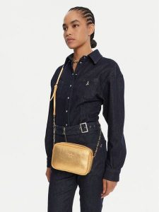 Patrizia Pepe Torebka 8B0071/L138-Y442 Złoty. Żółte torebki klasyczne Patrizia Pepe, bez wzorów, ze skóry, bez dodatków. Za 639,99 zł.