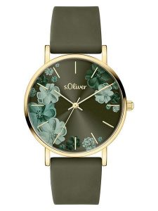 S.Oliver Zegarek kwarcowy w kolorze złoto-oliwkowym rozmiar: onesize. Brązowe, analogowe zegarki s.Oliver. Za 121,99 zł.