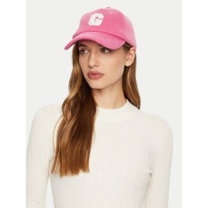 Czapka z daszkiem Guess. Czerwone czapki Guess, z aplikacjami. Za 109,99 zł.