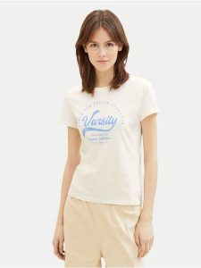 Tom Tailor Denim T-Shirt 1040185 Biały Regular Fit. Białe t-shirty TOM TAILOR DENIM, l, bez wzorów, z bawełny, bez kołnierzyka, bez ramiączek. Za 79,99 zł.