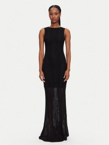 Marciano Guess Sukienka dzianinowa 5GGK44 5869Z Czarny Regular Fit. Czarne sukienki Marciano Guess, z aplikacjami, z dzianiny, bez kołnierzyka, bez ramiączek. Za 539,99 zł.