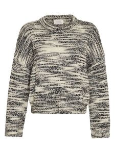 MOSS COPENHAGEN Wełniany sweter "Annasol" w kolorze kremowo-czarnym rozmiar: XS/S. Brązowe swetry oversize Moss Copenhagen, s, bez wzorów, z wełny, bez ramiączek. Za 202,03 zł.