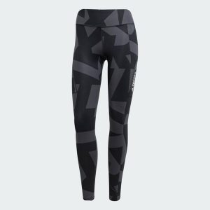 Legginsy Terrex Multi Printed. Brązowe legginsy ADIDAS, bez wzorów, z dzianiny. Za 329,00 zł.