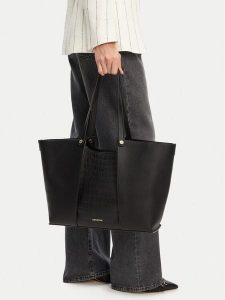 GINO ROSSI Torebka C-LX10146 Czarny. Czarne shopper bag Gino Rossi, bez wzorów, ze skóry, bez dodatków. Za 329,99 zł.