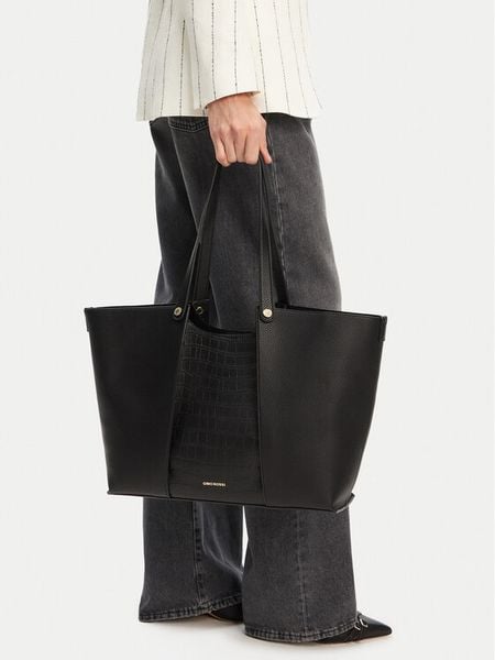 GINO ROSSI Torebka C-LX10146 Czarny. Czarne shopper bag Gino Rossi, bez wzorów, ze skóry, bez dodatków. Za 329,99 zł.