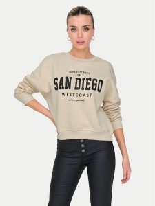 ONLY Bluza 15254183 Beżowy Loose Fit. Brązowe bluzy ONLY, l, bez wzorów, z bawełny, bez kaptura. Za 129,99 zł.