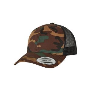 Czapka Trucker Flexfit Retro. Brązowe czapki FLEXFIT, bez wzorów, z bawełny, klasyczne. Za 67,65 zł.