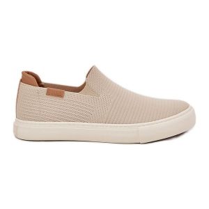 Trampki Damskie Slip-On Big Star RR274721 Beżowe beżowy. Brązowe trampki bez wzorów, z gumy, bez zapięcia. Za 224,56 zł.