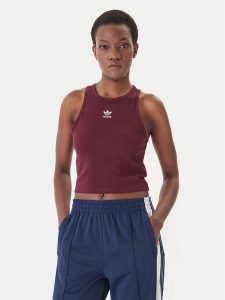 Adidas Top Essentials KD3824 Bordowy Slim Fit. Czerwone topy ADIDAS, xs, bez wzorów, z bawełny, bez kołnierzyka, bez ramiączek. Za 119,99 zł.