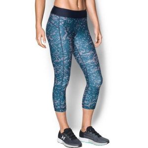 Legginsy damskie Under Armour HeatGear Capri Printed 7/8. Niebieskie legginsy Under Armour, bez wzorów. Za 219,00 zł.