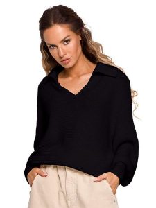 Made of emotion Sweter w kolorze czarnym rozmiar: S/M. Czarne swetry oversize Made Of Emotion, m, bez wzorów, ze splotem, bez ramiączek. Za 114,44 zł.