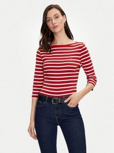 Tommy Hilfiger Bluzka New Cody WW0WW40589 Czerwony Slim Fit. Czerwone bluzki TOMMY HILFIGER, xxs, bez wzorów, z bawełny, bez kołnierzyka, bez ramiączek. Za 149,99 zł.