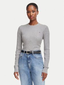 Tommy Hilfiger Sweter WW0WW44993 Szary Regular Fit. Szare swetry klasyczne TOMMY HILFIGER, m, z bawełny, bez kołnierzyka. Za 529,99 zł.