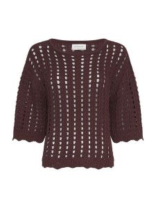 MOSS COPENHAGEN Sweter "Fairyn" w kolorze ciemnobrązowym rozmiar: XS/S. Brązowe swetry oversize Moss Copenhagen, s, bez wzorów, z bawełny, bez ramiączek. Za 180,06 zł.