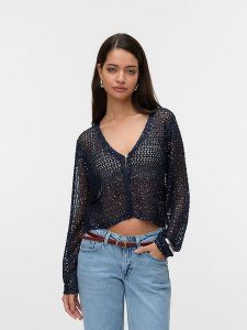 Vero Moda Kardigan w kolorze granatowym rozmiar: XS. Niebieskie długie swetry Vero Moda, xs, bez kołnierzyka. Za 66,00 zł.