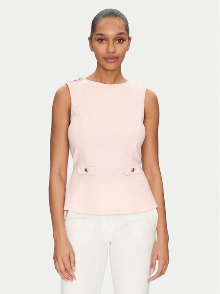 Guess Bluzka W5GP54 KCBO2 Różowy Regular Fit. Czerwone bluzki Guess, m, z aplikacjami, z syntetyku, bez kołnierzyka, bez ramiączek. Za 189,99 zł.