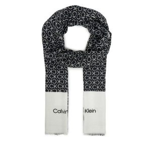 Szal Calvin Klein. Czarne szaliki Calvin Klein, bez wzorów. Za 179,99 zł.