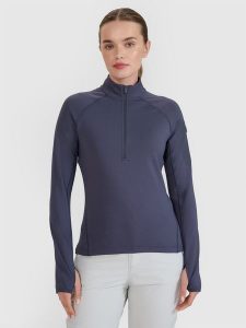 4F Bluza trekkingowa regular szybkoschnąca damska - szara S. Szare bluzy 4f, l, bez wzorów, z elastanu, bez kaptura. W wyprzedaży za 99,99 zł.