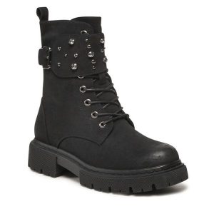 Trzewiki Jenny Fairy. Czarne botki Jenny Fairy, bez wzorów, bez obcasa, na płaskiej podeszwie, bez zapięcia. Za 107,98 zł.