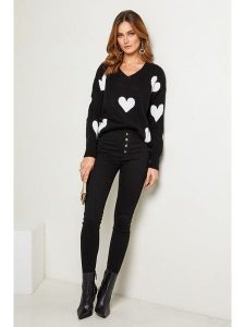 Joséfine Sweter "Arik" w kolorze czarno-białym rozmiar: L. Białe swetry oversize Joséfine, l, bez wzorów, z wełny, bez ramiączek. Za 175,26 zł.