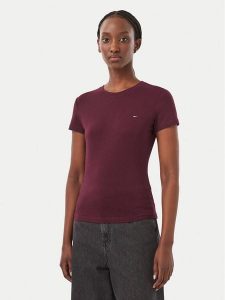 Tommy Jeans T-Shirt DW0DW20459 Fioletowy Slim Fit. Fioletowe t-shirty Tommy Jeans, s, bez wzorów, z bawełny, bez kołnierzyka, bez ramiączek. Za 129,99 zł.