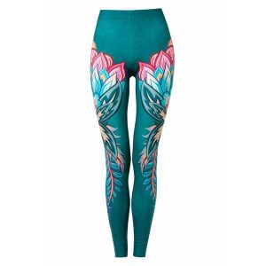 Legginsy sportowe damskie DEEP TRIP Flora. Zielone legginsy DEEP TRIP, bez wzorów, z elastanu, z podwyższonym stanem. Za 179,00 zł.
