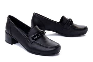 RIEKER 41660-00 black, półbuty/mokasyny damskie. Czarne półbuty Rieker, bez wzorów, bez obcasa, na obcasie, bez zapięcia. Za 339,90 zł.
