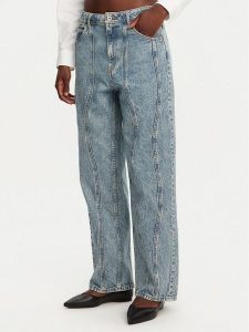 HUGO Jeansy Leni 50531726 Niebieski Loose Fit. Niebieskie jeansy Hugo, bez wzorów, z bawełny. Za 279,99 zł.