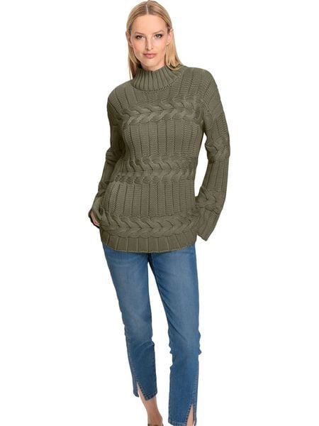 Heine Sweter w kolorze khaki rozmiar: 48. Brązowe swetry oversize Heine, bez wzorów, ze splotem, bez ramiączek. Za 69,91 zł.