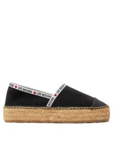 LOVE MOSCHINO Espadryle JA10553G0IIG0000 Czarny. Czarne espadryle LOVE MOSCHINO, bez wzorów, ze skóry, bez obcasa. Za 579,99 zł.