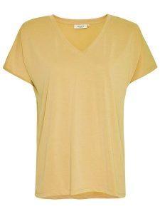 MOSS COPENHAGEN Koszulka "Fenya" w kolorze żółtym rozmiar: M/L. Żółte bluzki Moss Copenhagen, l, bez wzorów, bez kołnierzyka, bez ramiączek. Za 118,56 zł.
