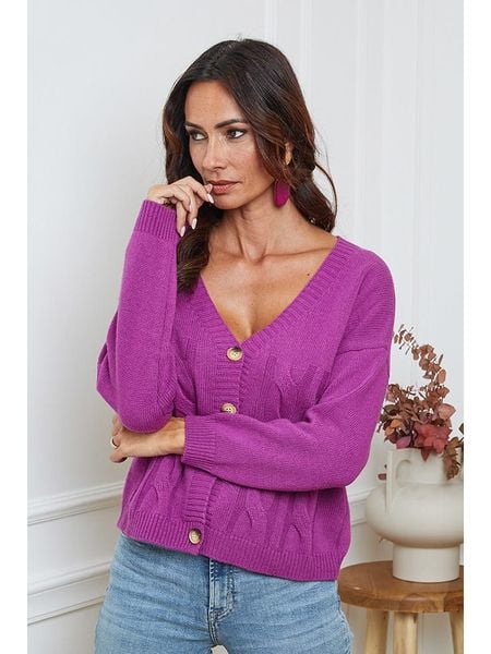 So Cachemire Kardigan "Laem" w kolorze fioletowym rozmiar: S. Różowe kardigany So Cachemire, z kaszmiru. Za 161,34 zł.