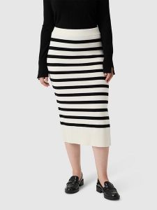 Les Lunes Spódnica "Liia" w kolorze biało-czarnym rozmiar: XL. Białe spódnice Les Lunes, xl, bez wzorów, midi. Za 152,99 zł.