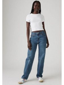 Levi's Dżinsy - Comfort fit - w kolorze granatowym rozmiar: W24. Niebieskie jeansy Levi's®, z aplikacjami, z podwyższonym stanem. Za 242,13 zł.
