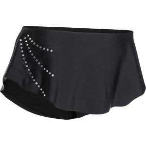 Spódniczka do gimnastyki artystycznej Domyos. Czarne body i gorsety DOMYOS, bez wzorów, z elastanu. W wyprzedaży za 19,99 zł.