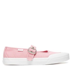 Baleriny Vans. Czerwone balerinki Vans, bez wzorów, bez obcasa, bez zapięcia. Za 199,99 zł.