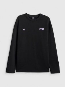 4F Bluza dresowa nierozpinana bez kaptura damska - czarna XL. Czarne bluzy 4f, xl, bez wzorów, z dresówki, bez kaptura. Za 149,99 zł.