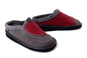 MANITU 320021-09 gris/bordeaux, kapcie damskie. Czerwone kapcie Manitu, bez wzorów. Za 239,90 zł.
