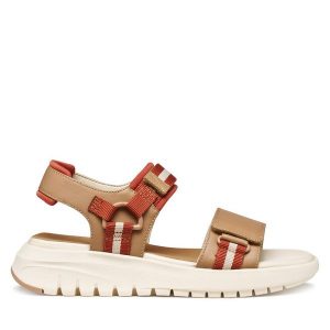 Sandały Geox. Brązowe sandały Geox, bez wzorów, bez obcasa, na płaskiej podeszwie, bez zapięcia. Za 419,99 zł.