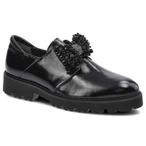 Czarne Półbuty Dwunasty Shoes Damskie Stylowe Buty. Czarne półbuty Dwunasty Shoes, na jesień, z aplikacjami, z lakierowanej skóry, bez obcasa, na płaskiej podeszwie, bez zapięcia. Za 271,99 zł.