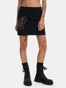 Desigual Spódnica mini Bangkok 24WWFW01 Czarny Slim Fit. Czarne spódnice Desigual, m, bez wzorów, z bawełny, mini. Za 299,99 zł.