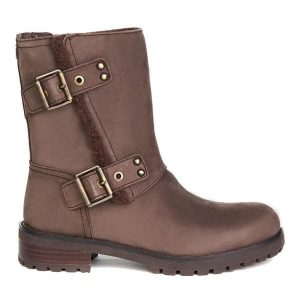 UGG Niels damskie skórzane botki ZLN 0578. Brązowe kalosze Ugg, bez wzorów. Za 484,99 zł.