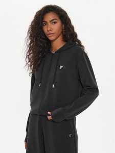 Guess Bluza V4YQ06 KCAY2 Czarny Regular Fit. Czarne bluzy Guess, xxs, z aplikacjami, z syntetyku, bez kaptura. Za 319,99 zł.